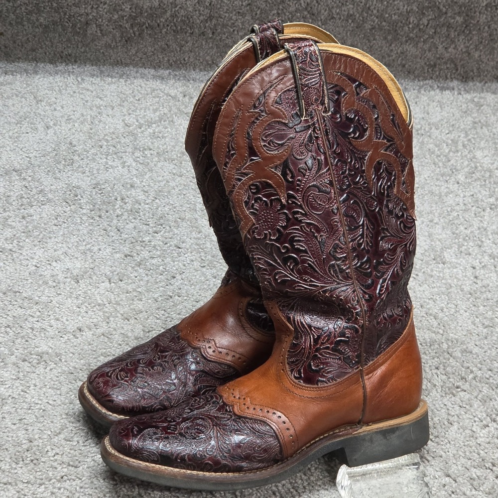 Boulet Cowboy Boots Womens 8.5 Brown Leather Coastal Cowgirl Western Canada - Picture 4 of 12